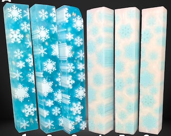 Diamond Painting Pen - Block A - handmade custom handcrafted lathe acrylic snowflake winter snow white blue - Castaway Creations