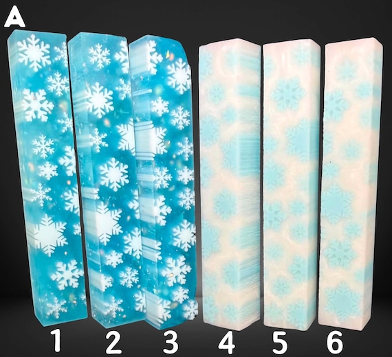 Diamond Painting Pen - Block A - handmade custom handcrafted lathe acrylic snowflake winter snow white blue - Castaway Creations