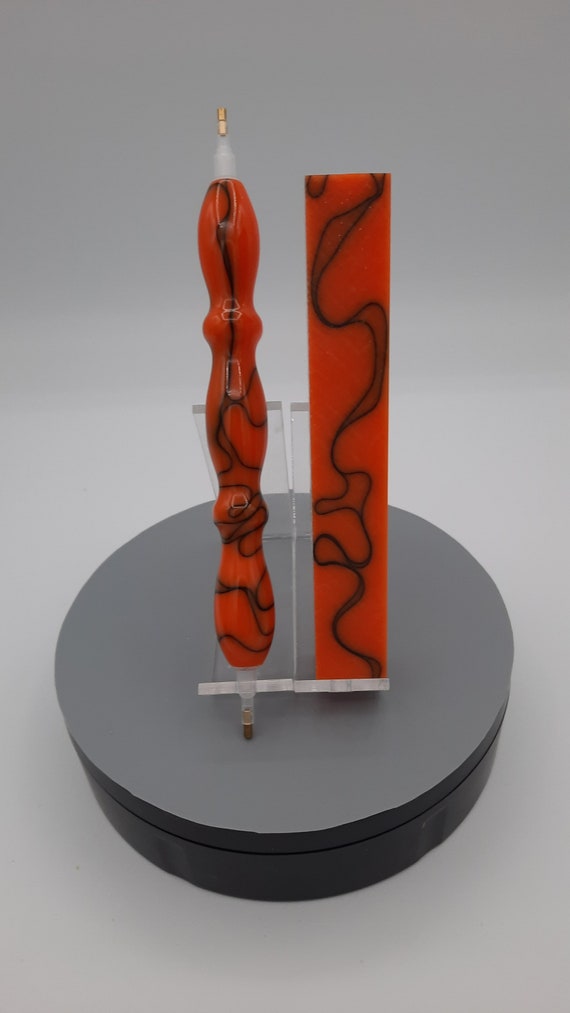 Diamond Painting Pen - Halloween - Handmade Custom black and orange handcrafted  lathe acrylic