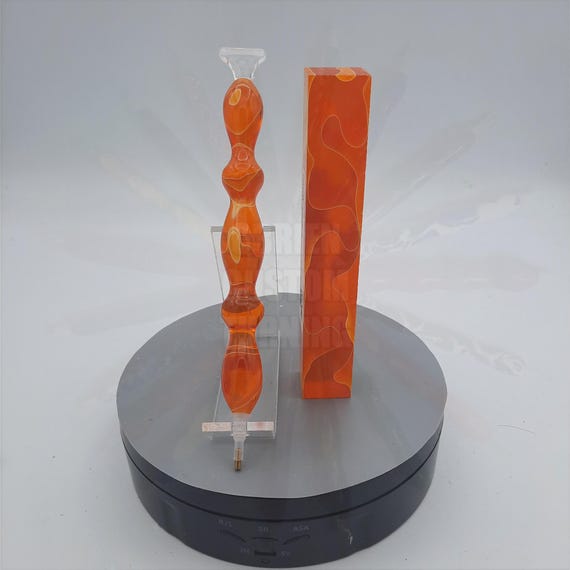 Diamond Painting Pen - Citrine Water - Handmade Custom orange transparent see through handcrafted lathe acrylic