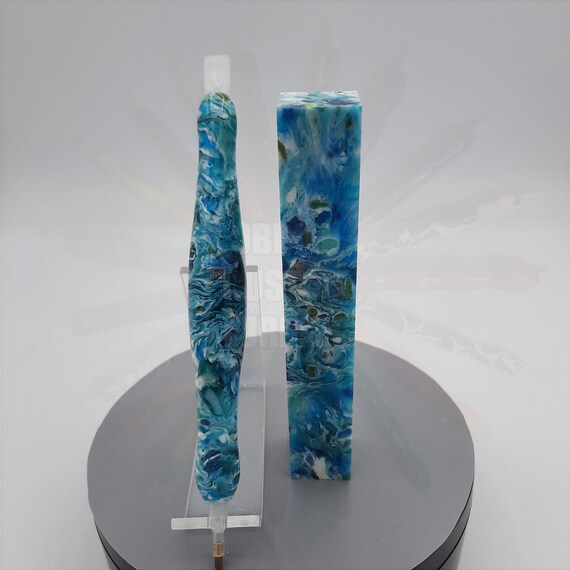 Diamond Painting Pen  - terrazzo ocean - Handmade Custom handcrafted  lathe blue green white