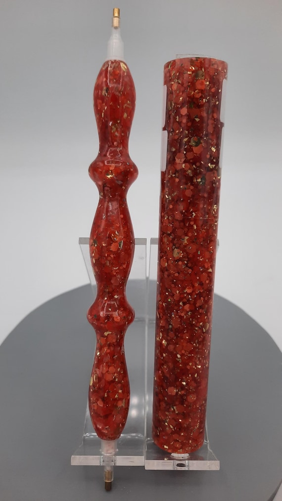 Diamond Painting Pen  - Foliage Glitters & Gold - handmade custom handcrafted lathe acrylic glitter sparkle shiny shimmer orange