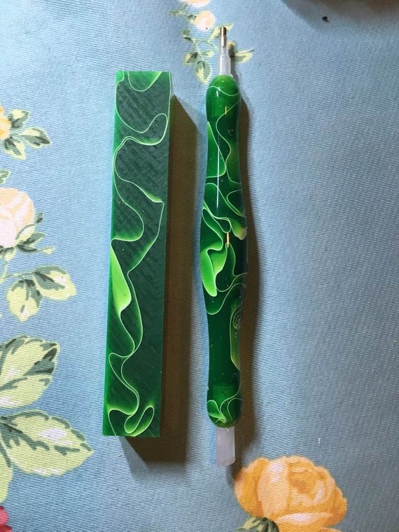 Diamond Painting Pen - Emerald Water - Handmade Custom green transparent see through handcrafted lathe acrylic