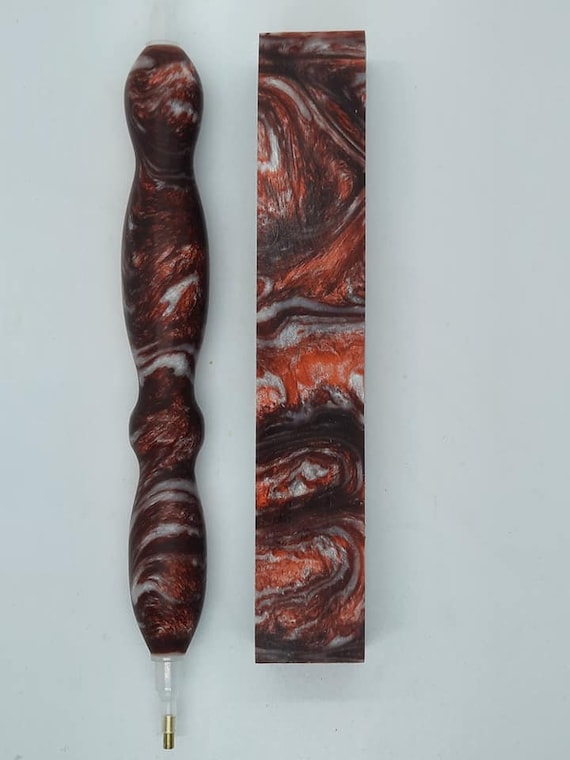 Diamond Painting Pen - Diamonds and Rust limited edition - Handmade Custom handcrafted lathe acrylic rust red white