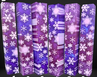 Diamond Painting Pen - Block B - handmade custom handcrafted lathe acrylic snowflake winter snow white purple - Castaway Creations