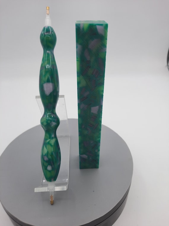Diamond Painting Pen - Tourmaline Chips - Custom handmade handcrafted lathe acrylic green