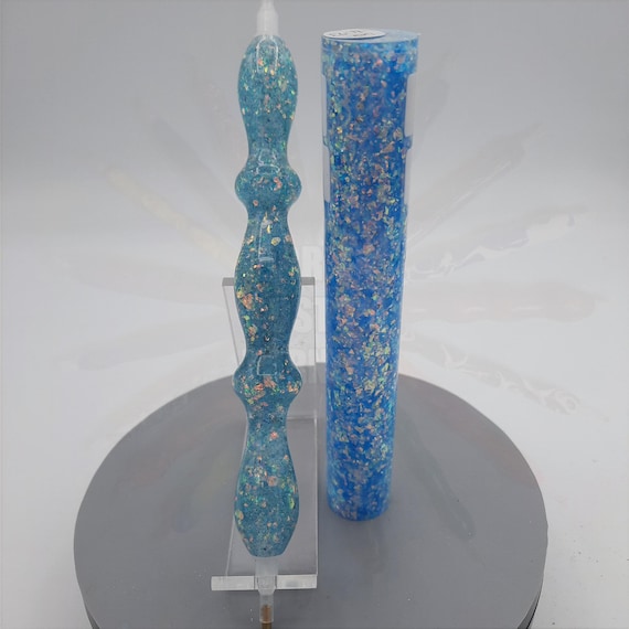 Diamond Painting Pen  - Cast away Angel Wings Glitter - handmade custom handcrafted lathe acrylic blue sparkle shiny