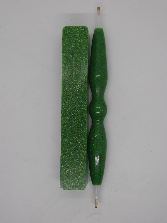 Diamond Painting Pen - Green Frog limited edition - Custom handmade handcrafted lathe acrylic green glitter