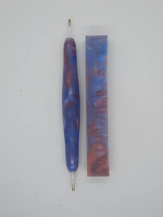 Diamond Painting Pen - Cool Pink Pearl Swirl - Handmade Custom pink and blue handcrafted lathe acrylic