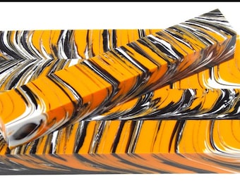 Diamond Painting Pen - orange echo - Handmade Custom handcrafted  lathe orange, black white tiger stripe