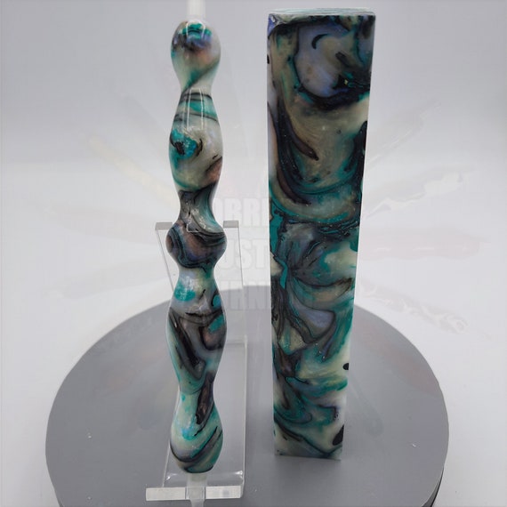 Diamond Painting Pen  - Mother of Pearl with Teal - Handmade Custom handcrafted  lathe acrylic