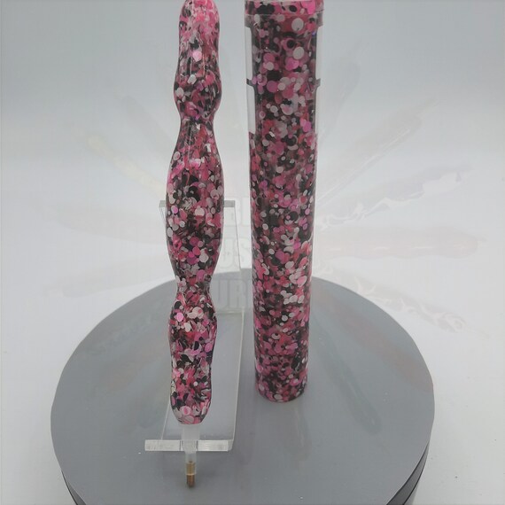 Diamond Painting Pen  - Rocker Chic Circle Glitter - Custom handmade handcrafted lathe acrylic pink black white sparkle