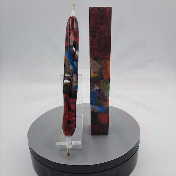 Diamond Painting Pen  - Sophie Faux Burl limited edition - Custom handmade handcrafted lathe acrylic red rainbow mosaic
