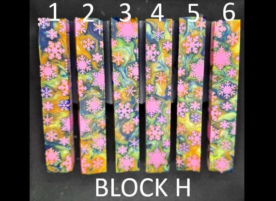 Diamond Painting Pen - Block H - handmade custom handcrafted lathe acrylic snowflake snow winter pink pastel- Castaway Creations