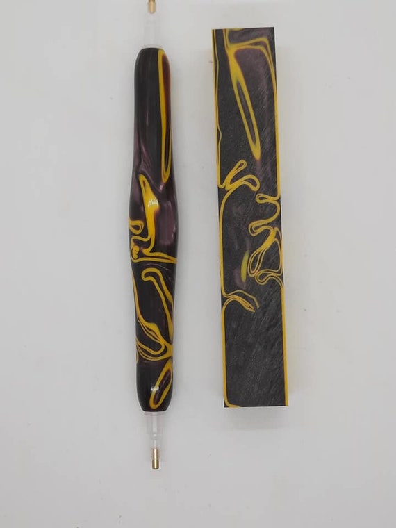 Diamond Painting Pen - Kirinite Acid Storm - Handmade Custom yellow and purple handcrafted lathe acrylic