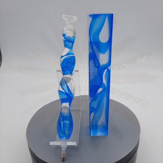 Diamond Painting Pen - Dolphin Trails - handmade custom blue transparent see-through handcrafted  lathe acrylic
