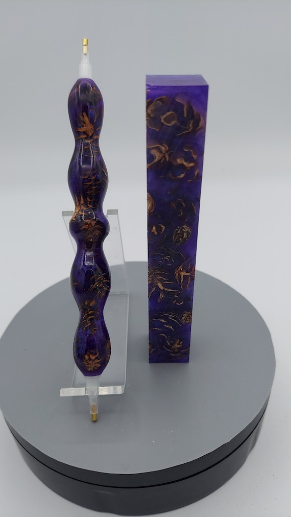 Diamond Painting Pen - Colorshift blue / purple mini pine cone - Custom handmade handcrafted lathe acrylic hybrid pinecone