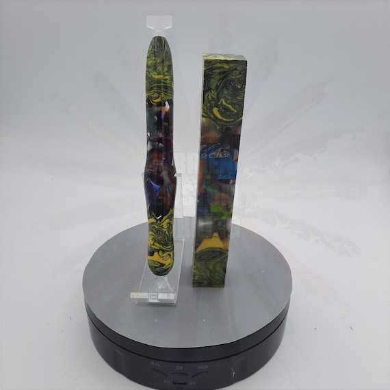 Diamond Painting Pen  - Marie Faux Burl limited edition - Custom handmade handcrafted lathe acrylic yellow rainbow mosaic