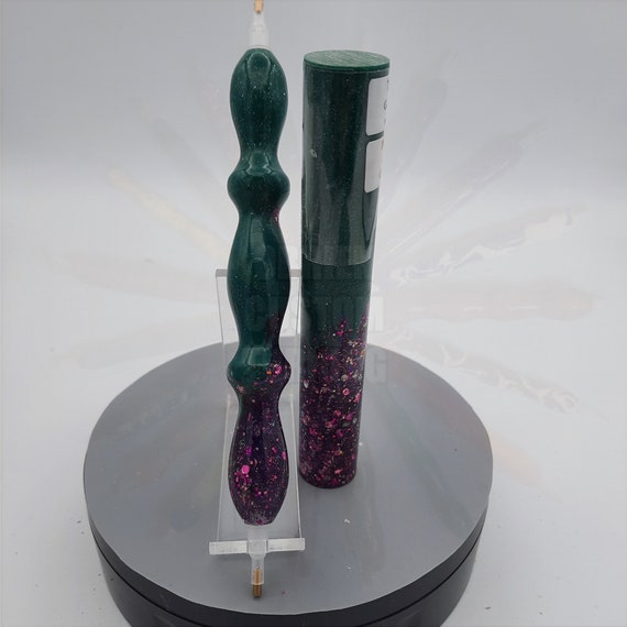Diamond Painting Pen  - Thermal Mutations Green to yellow / tycoon glitter - Handmade Custom handcrafted lathe acrylic