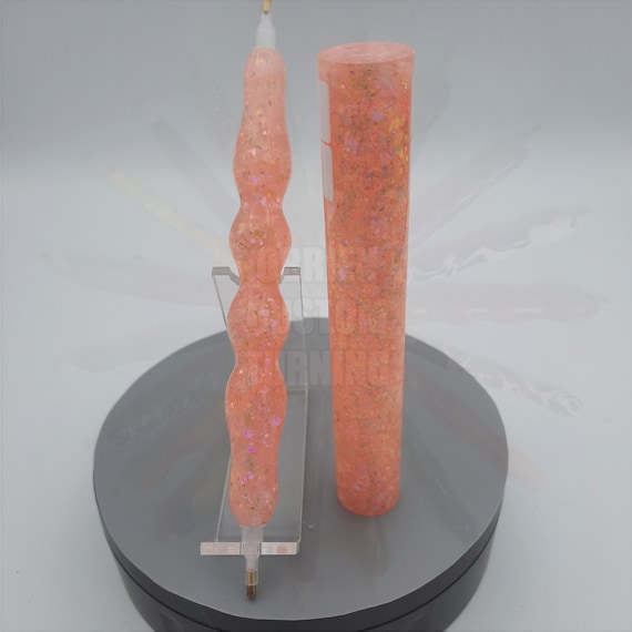 Diamond Painting Pen  - Rosebud Dream Glitter - Custom handmade handcrafted lathe acrylic pink holographic sparkle shiny