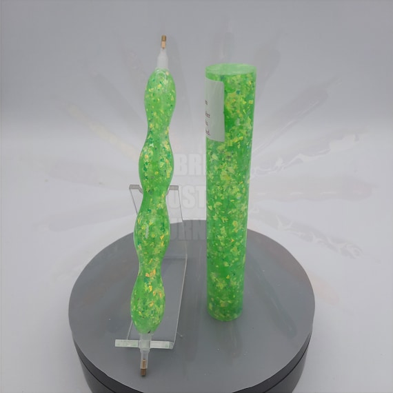 Diamond Painting Pen  - Kiwi Angel Wings Glitter - Handmade Custom handcrafted  lathe lime green sparkle shiny