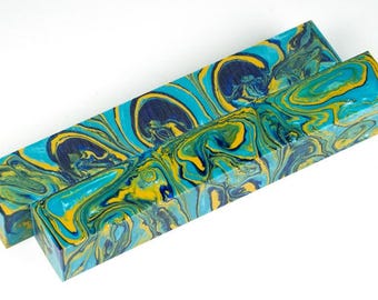 Diamond Painting Pen  - Ocean Gold Limited Edition- Handmade Custom handcrafted lathe acrylic green Blue Yellow