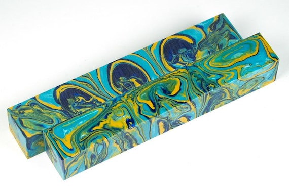 Diamond Painting Pen  - Ocean Gold Limited Edition- Handmade Custom handcrafted lathe acrylic green Blue Yellow