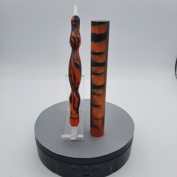 Diamond Painting Pen - Tiger Stripe - Handmade Custom handcrafted  lathe Orange black animal