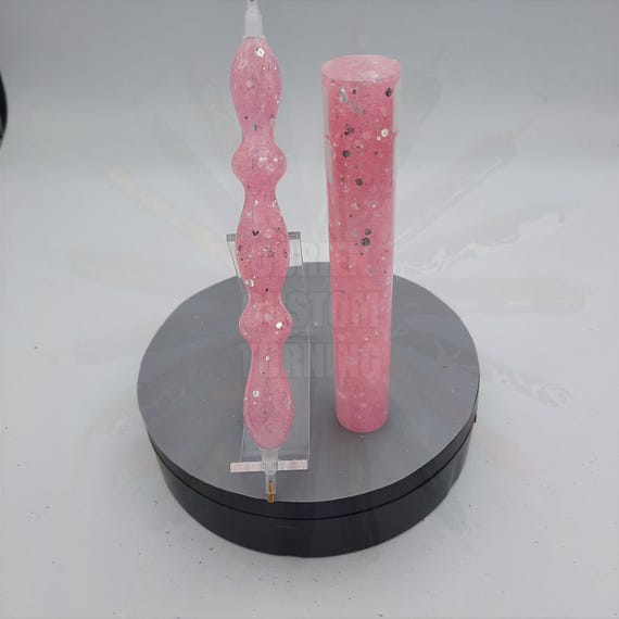 Diamond Painting Pen  - Pretty in Pink Silver Lining Glitter - handmade custom handcrafted lathe acrylic Sparkle Shiny