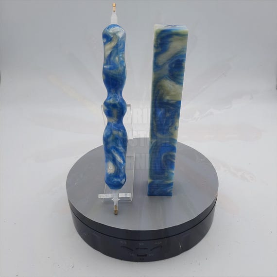 Diamond Painting Pen  - blue pearl swirls - Handmade Custom handcrafted lathe blue white