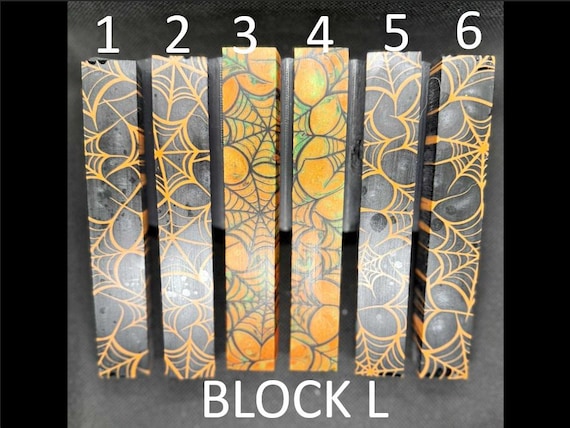Diamond Painting Pen - Block L - handmade custom handcrafted lathe acrylic spiderweb spider web orange black - Castaway Creations