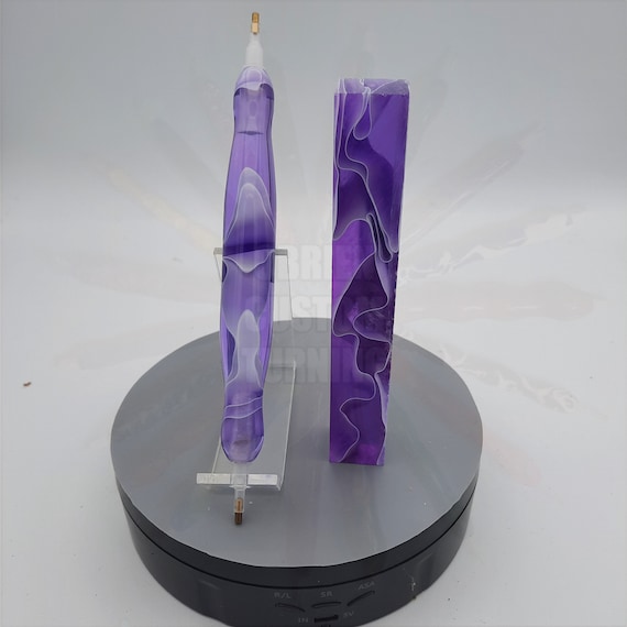 Diamond Painting Pen - Lilac Water - Handmade Custom purple transparent see through handcrafted lathe acrylic