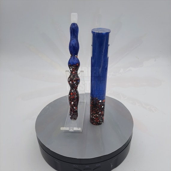 Diamond Painting Pen  - Mutations blue / Black Widow glitter - Handmade Custom handcrafted lathe acrylic sparkle shiny
