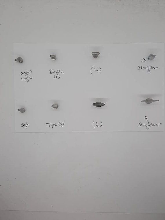 Stainless Steel Metal Tips set of 8 diamond painting:  angled single, single, double, 3, 4, 6 placer, 3 and 9 straightener