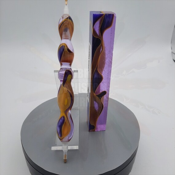 Diamond Painting Pen - French Quarter  - Handmade Custom handcrafted  lathe yellow purple see through transparent clear