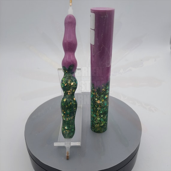 Diamond Painting Pen  - Solid Mutations lilac / green acres glitter - Handmade Custom handcrafted  lathe sparkle lavender