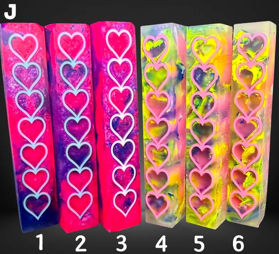 Diamond Painting Pen - Block J - handmade custom handcrafted lathe acrylic hearts love - Castaway Creations