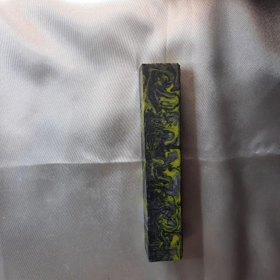 Diamond Painting Pen - yellow Damascus  - Handmade Custom handcrafted  lathe black, bright yellow, silver