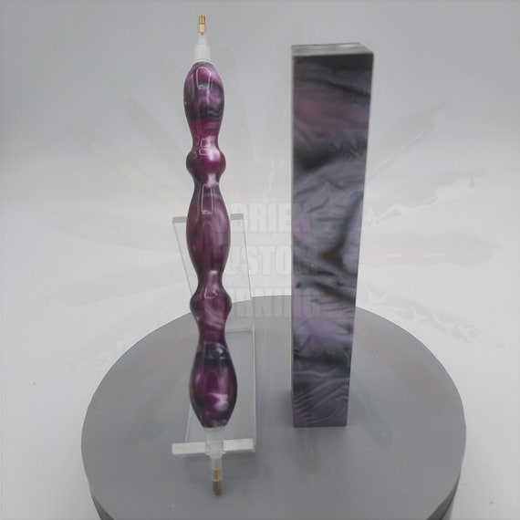 Diamond Painting Pen - purple and silver swirl - Handmade Custom handcrafted  lathe acrylic
