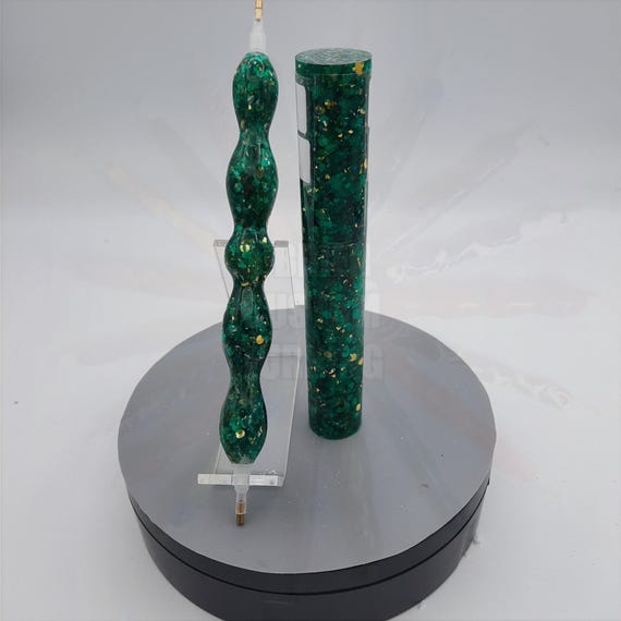 Diamond Painting Pen  - Jade Dragon Glitters and Gold - Custom handmade handcrafted lathe acrylic green sparkle shine