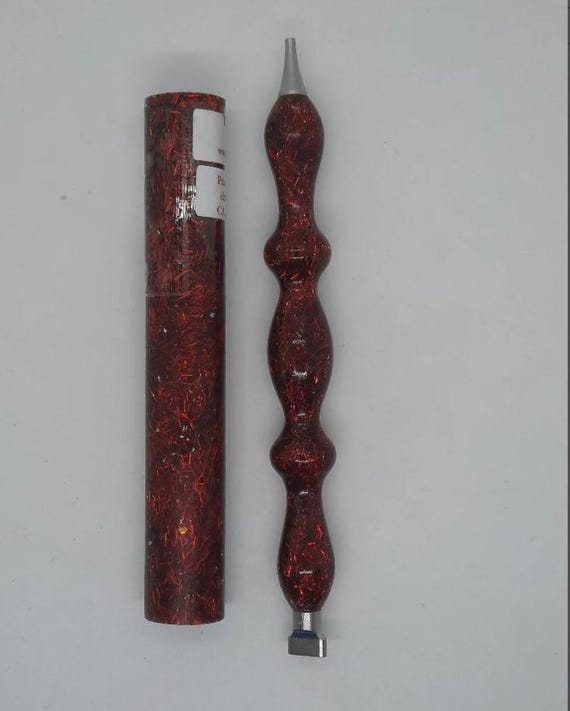 Diamond Painting Pen  - Cardinal Tinsel Glitter - handmade custom handcrafted lathe acrylic red sparkle shiny