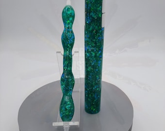 Diamond Painting Pen - Arboretum Angel Wings Glitter - handmade custom handcrafted lathe acrylic Blue Green sparkle shiny