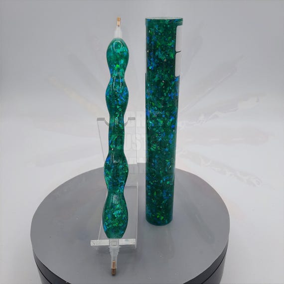 Diamond Painting Pen - Arboretum Angel Wings Glitter - handmade custom handcrafted lathe acrylic Blue Green sparkle shiny