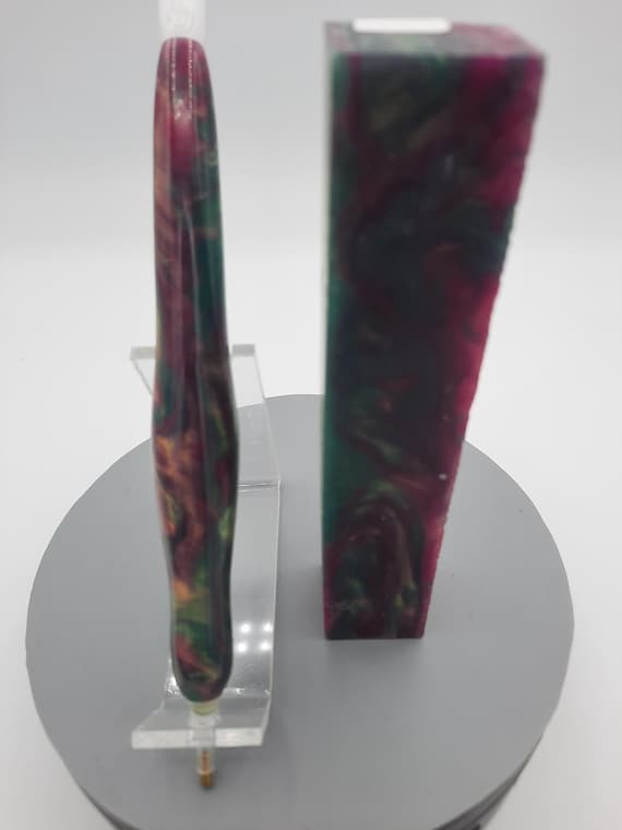 Diamond Painting Pen  - Pomegranate Martini Rhino - handmade custom handcrafted lathe acrylic green pink