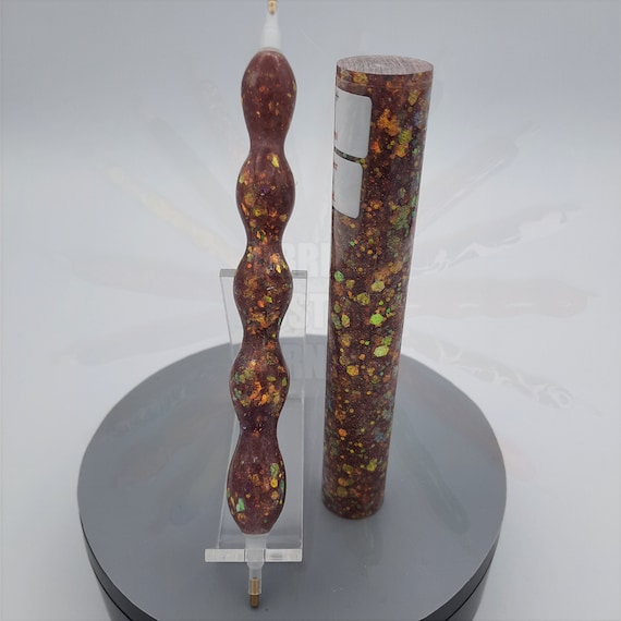 Diamond Painting Pen  - cinnamon bun prismatic glitter - Custom handmade handcrafted lathe acrylic brown gold sparky shiny