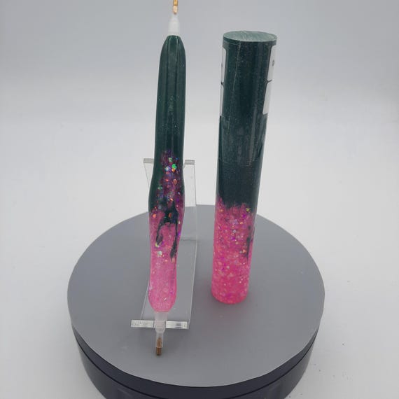 Diamond Painting Pen  - Thermal Mutations Dark Green to Lime / Drama Queen glitter - Custom handmade handcrafted acrylic