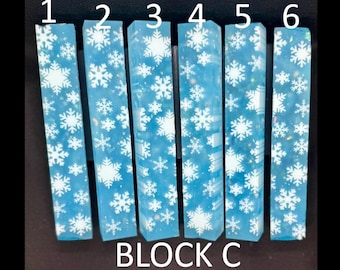 Diamond Painting Pen - Block C - handmade custom handcrafted lathe acrylic snowflake winter snow white blue - Castaway Creations