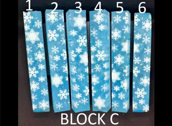 Diamond Painting Pen - Block C - handmade custom handcrafted lathe acrylic snowflake winter snow white blue - Castaway Creations