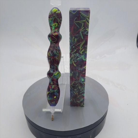 Diamond Painting Pen  - Wild Geranium Coral Reef - Handmade Custom handcrafted  lathe red green mosaic