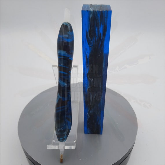 Diamond Painting Pen - topaz mist - Handmade Custom handcrafted  lathe blue and black swirl